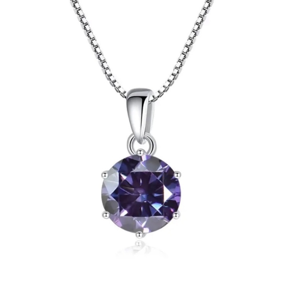 Certified 1 Carat Rare Purple Moissanite Necklace NEW